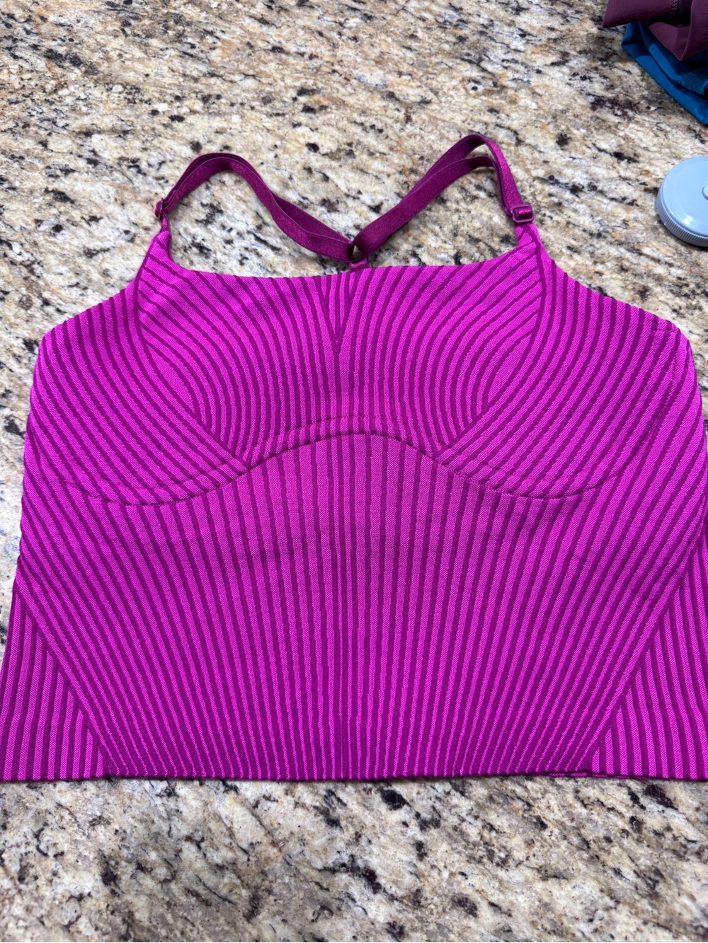 Lululemon Strappy Seamless Yoga bra in wild berry